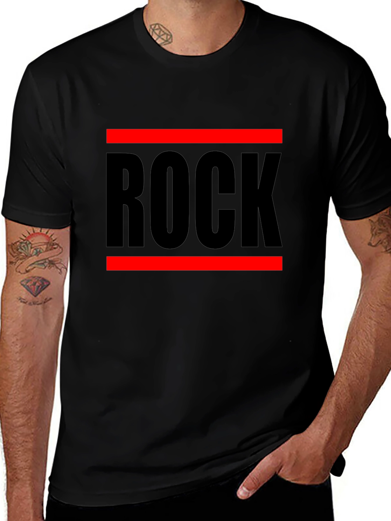 Rock Graphic T-Shirt - Bold Black Cotton Tee