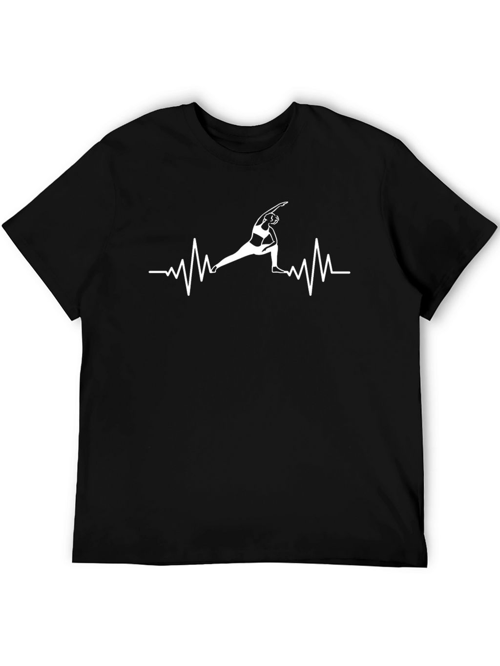 Yoga Heartbeat Graphic Tee - Black Cotton Blend