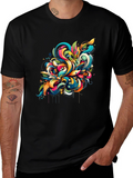 Vibrant Abstract Art Black T-Shirt