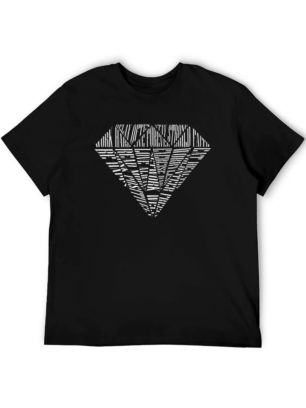 Diamond Graphic Print Black Crew Neck T-Shirt