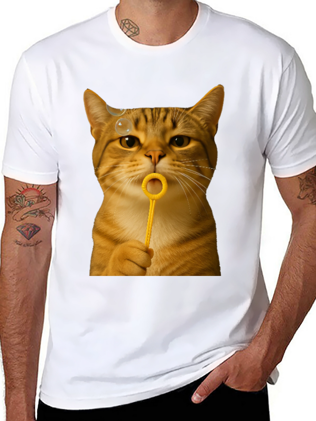 Cat Blowing Bubbles Graphic Tee - Unisex