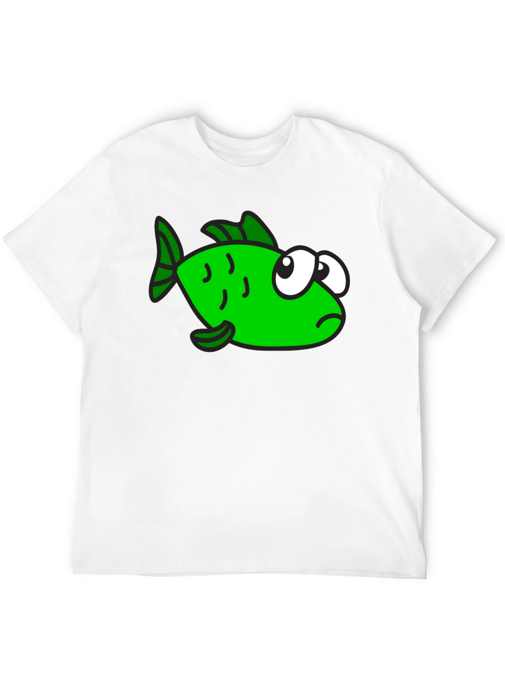 Funny Green Fish Graphic Print Black T-Shirt