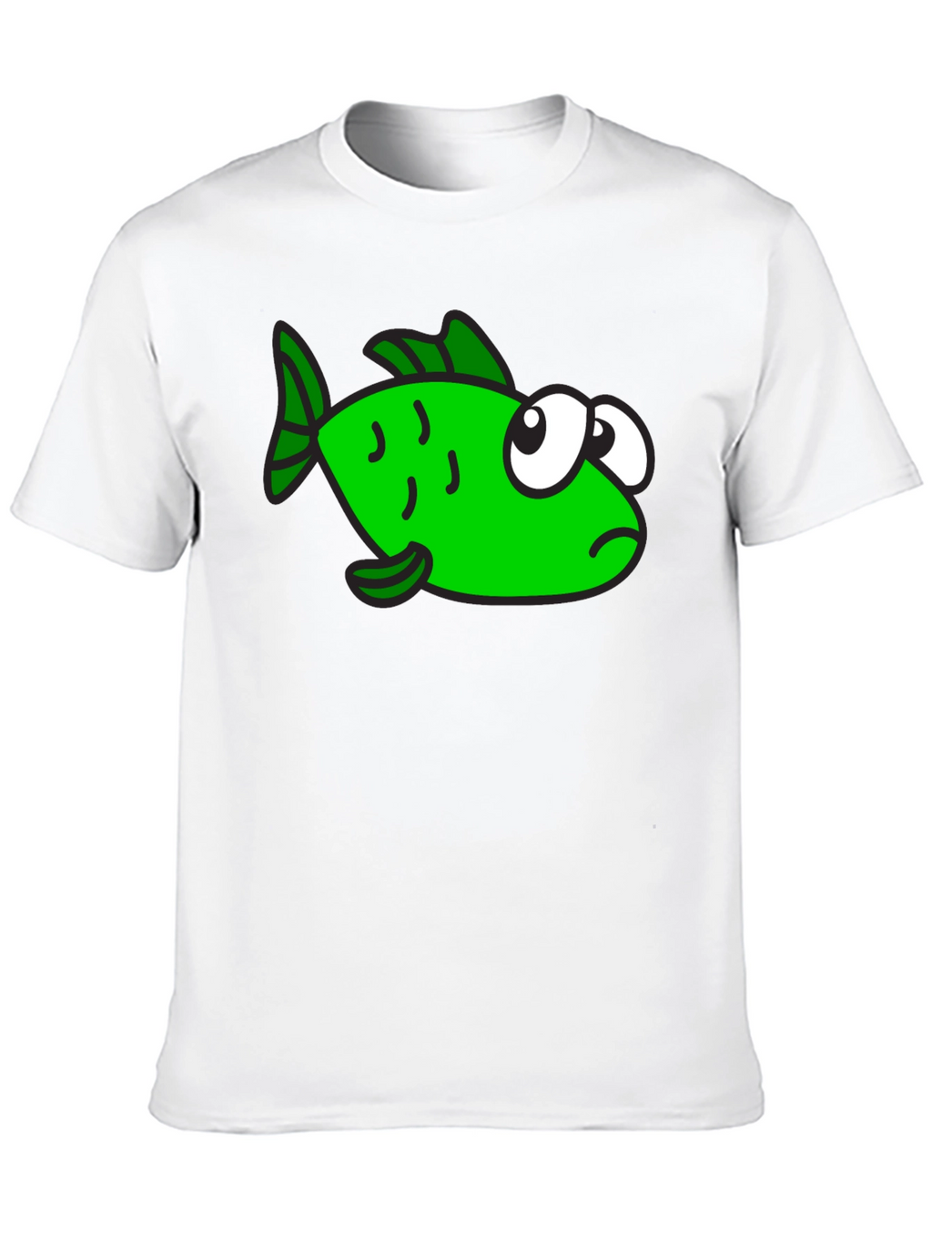 Funny Green Fish Graphic Print Black T-Shirt