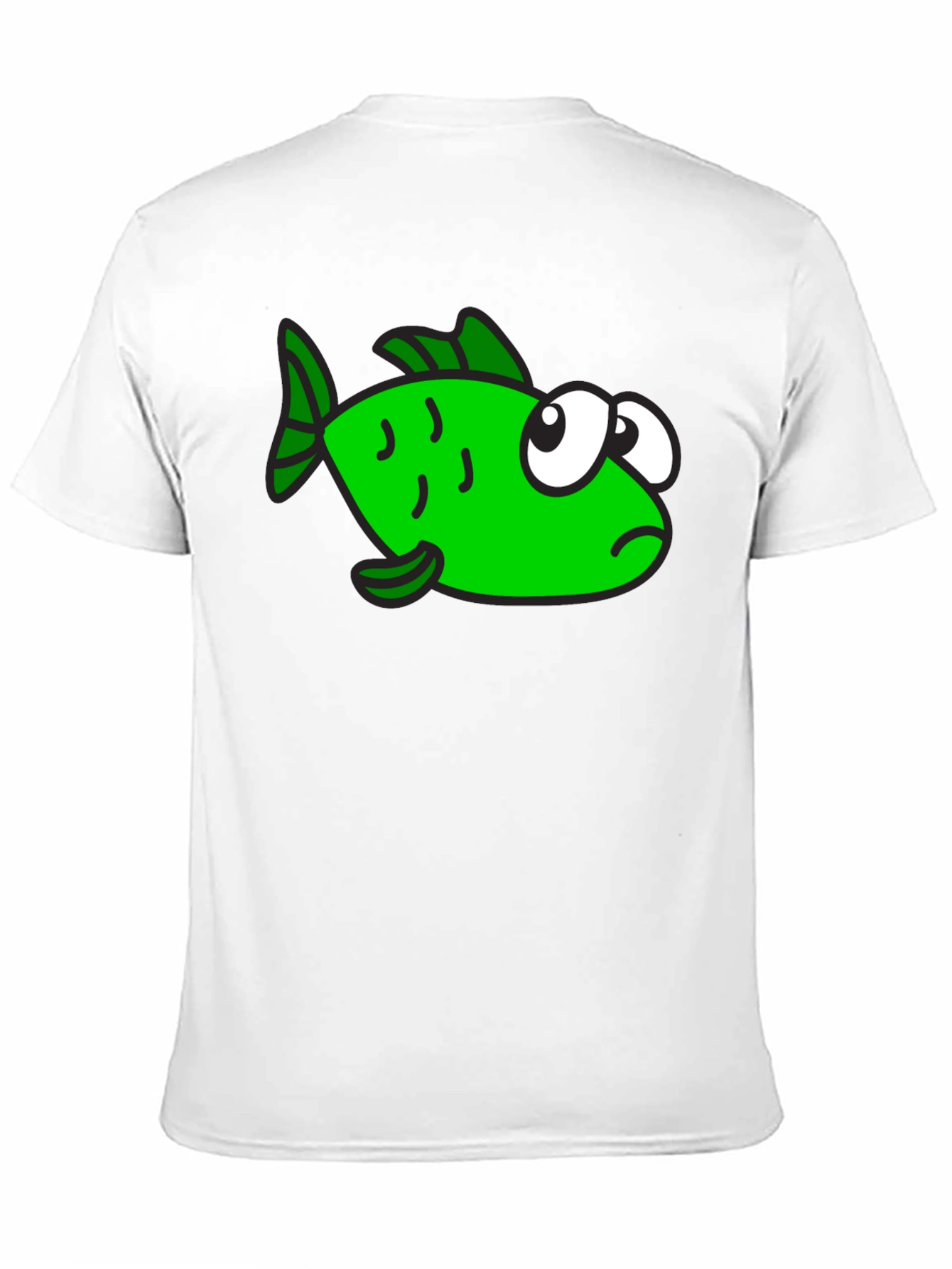 Funny Green Fish Graphic Print Black T-Shirt