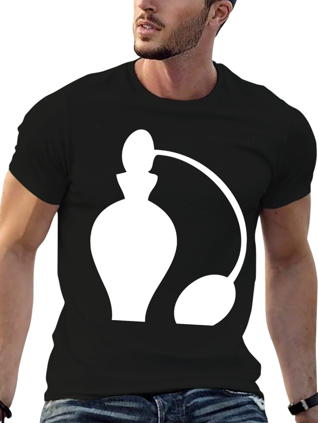 Perfume Atomizer Graphic Tee - Stylish Black T-Shirt