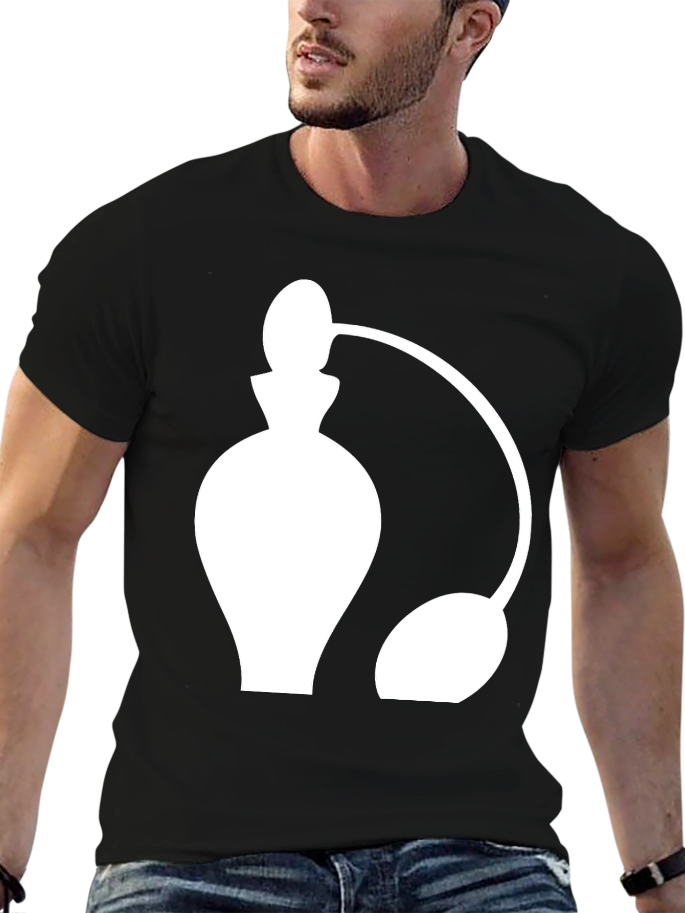 Perfume Atomizer Graphic Tee - Stylish Black T-Shirt
