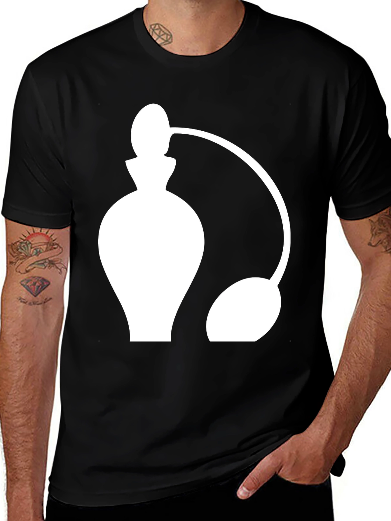 Perfume Atomizer Graphic Tee - Stylish Black T-Shirt
