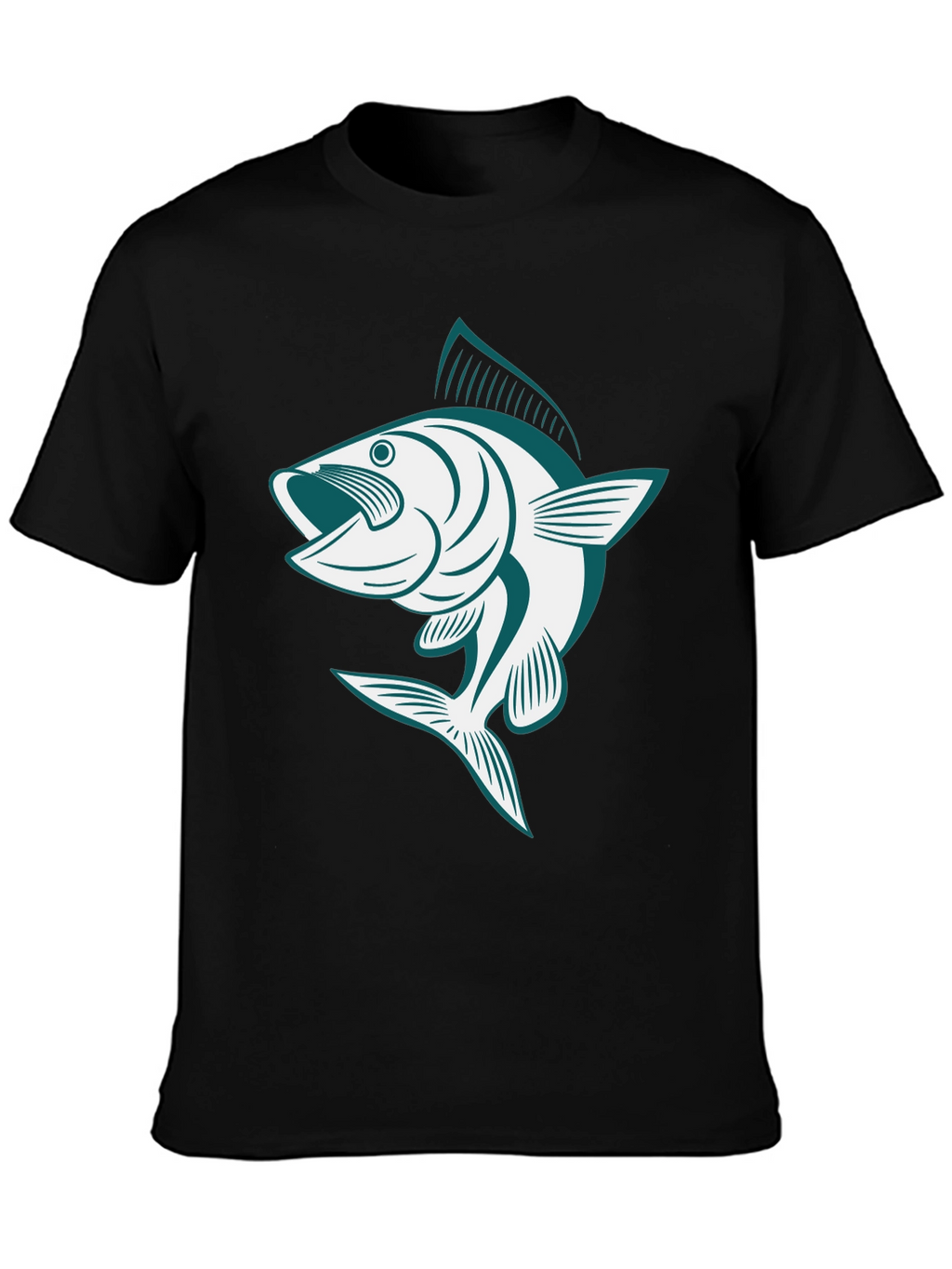 Bass Fish Graphic Tee - Black Casual Cotton Shirt