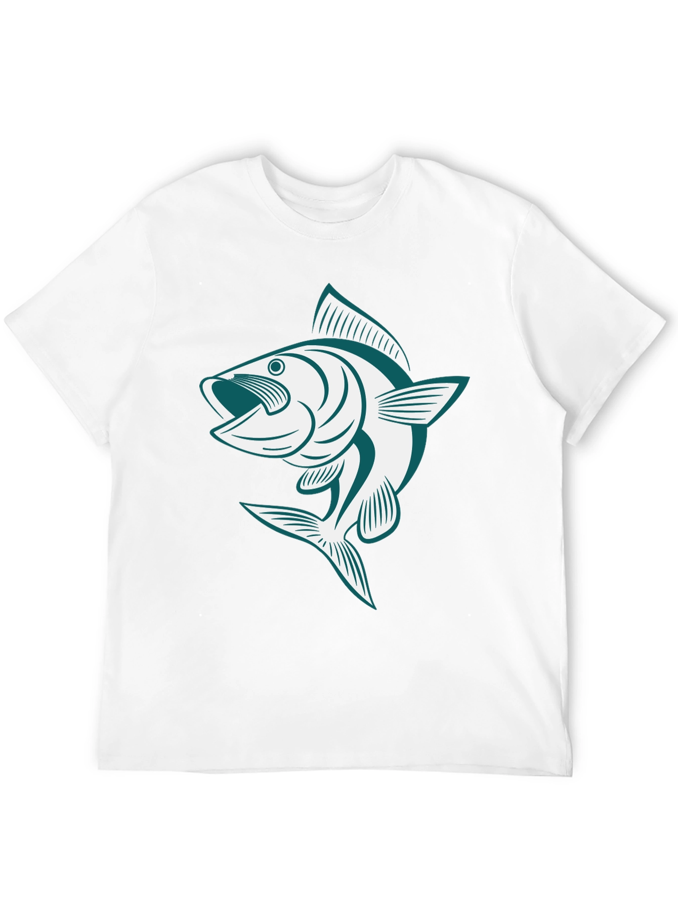 Bass Fish Graphic Tee - Black Casual Cotton Shirt