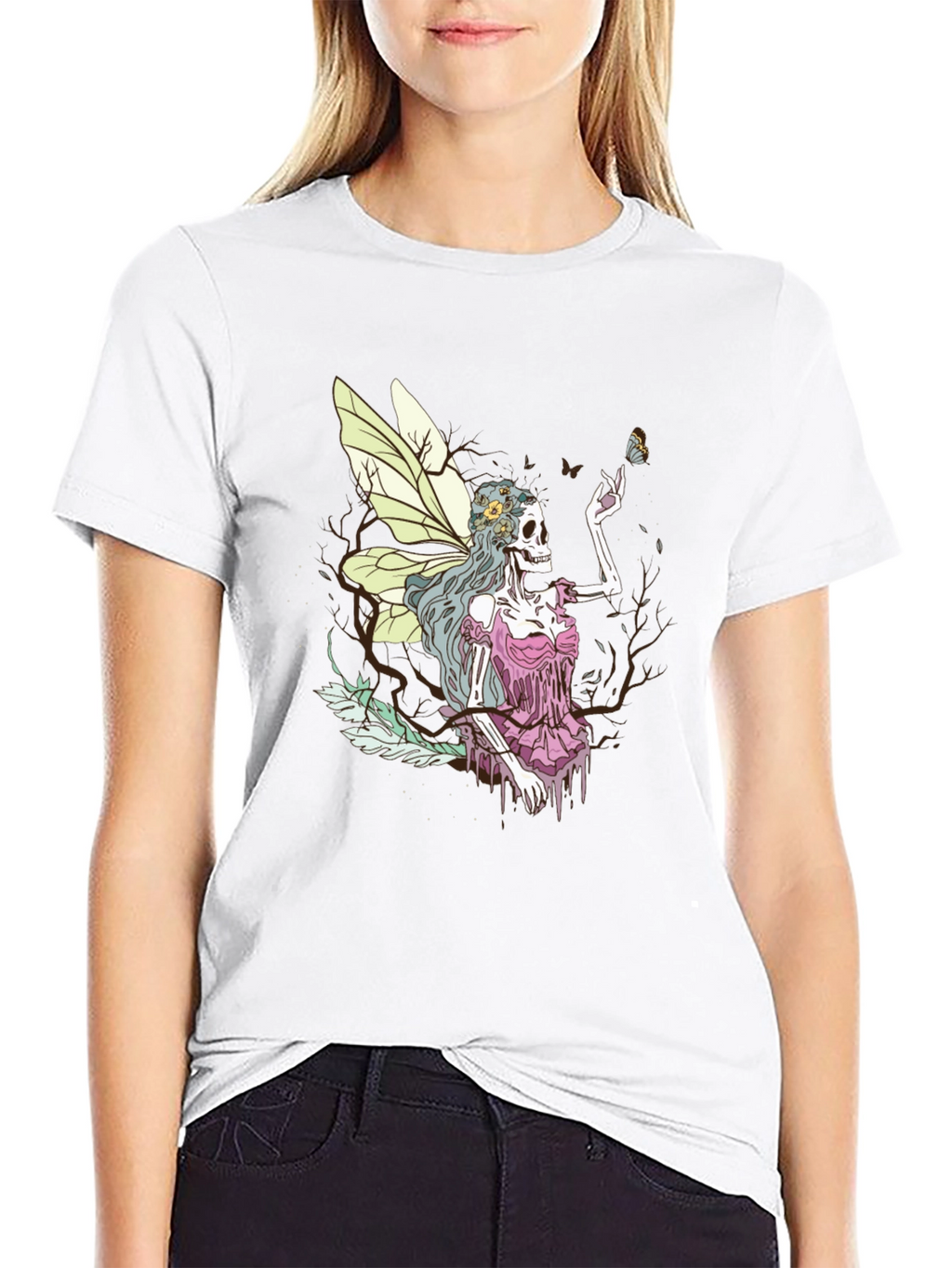 Grim Fairy T-Shirt - Skeleton Butterfly Graphic Tee