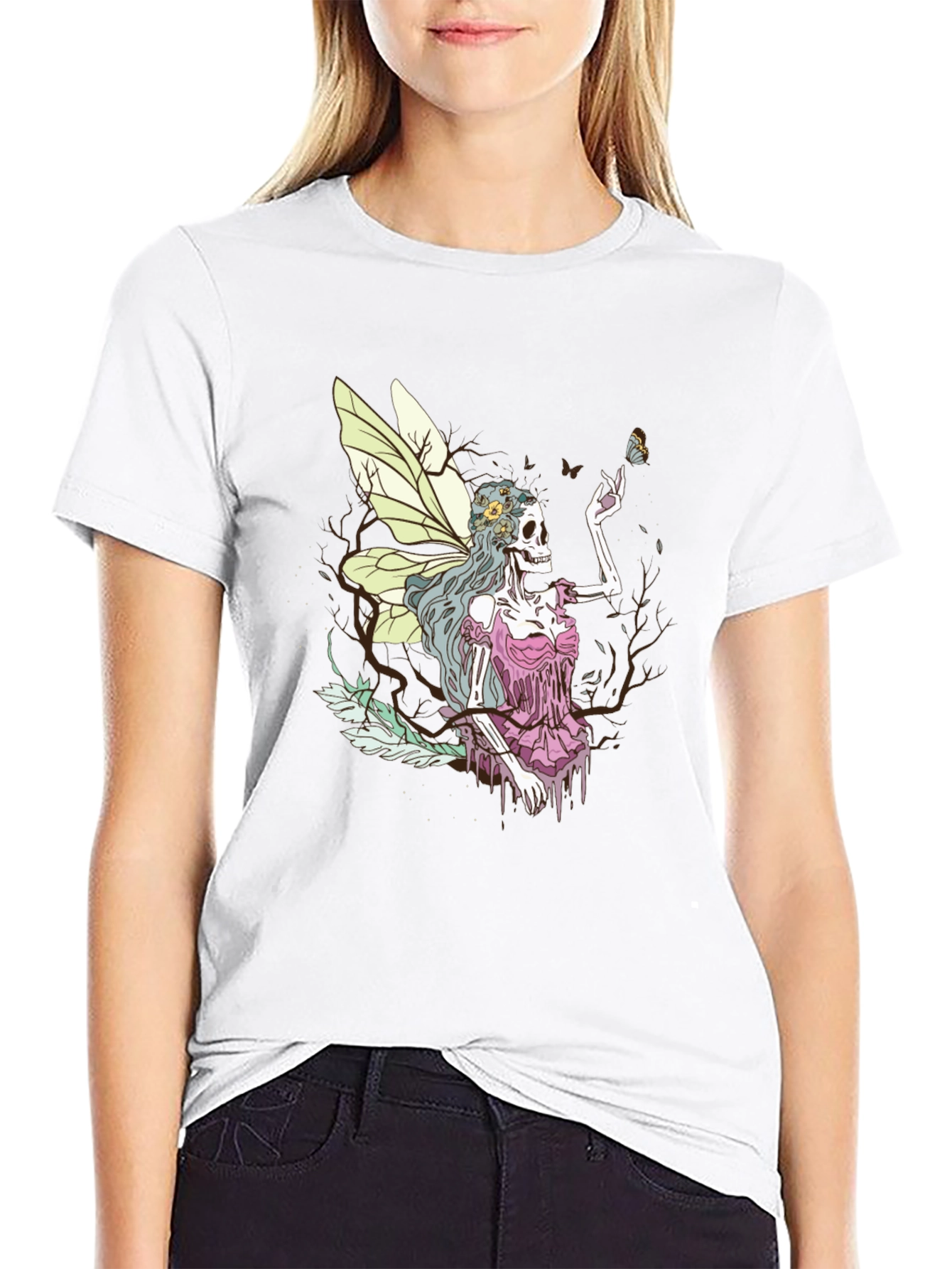 Grim Fairy T-Shirt - Skeleton Butterfly Graphic Tee