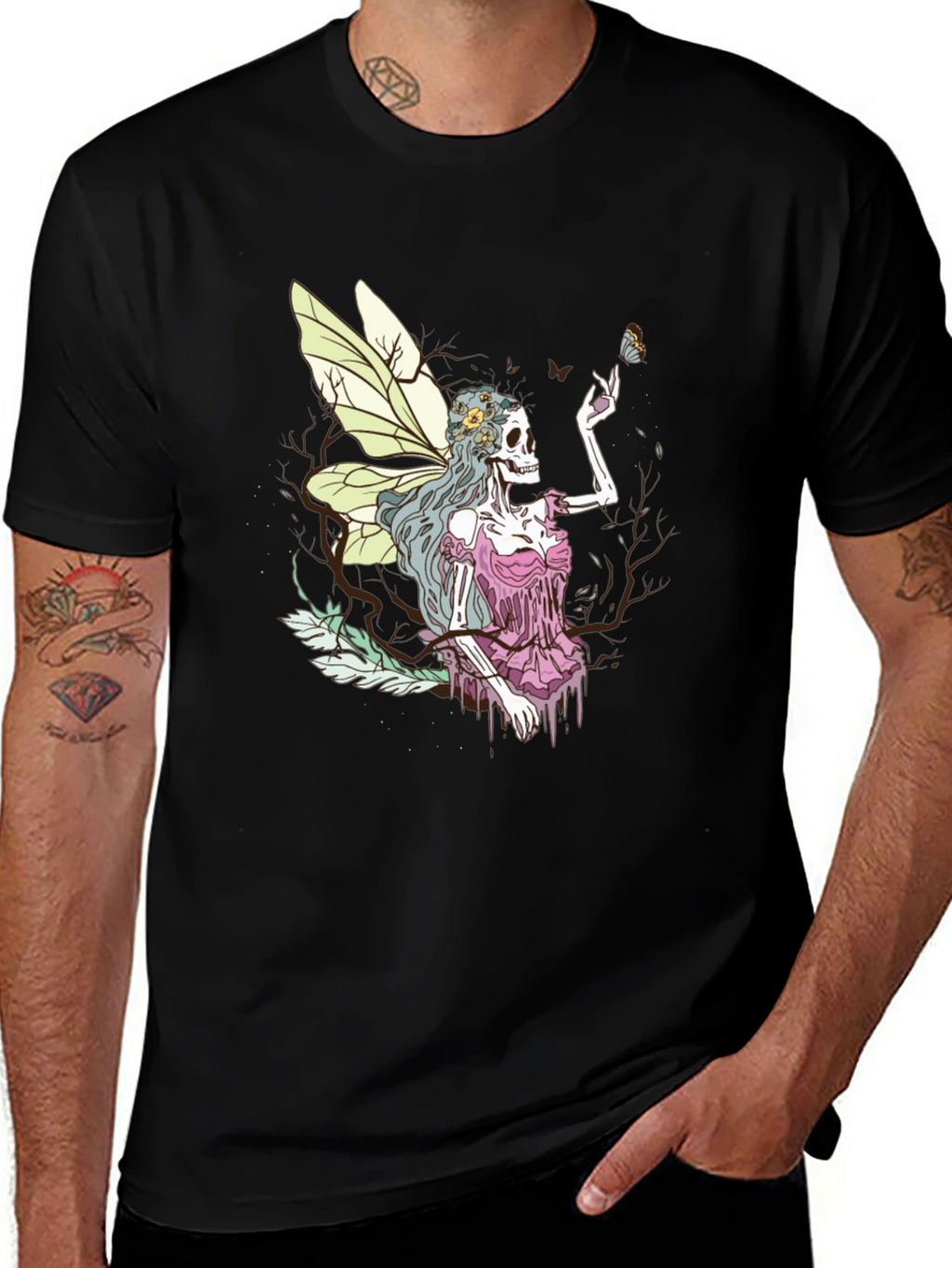 Grim Fairy T-Shirt - Skeleton Butterfly Graphic Tee