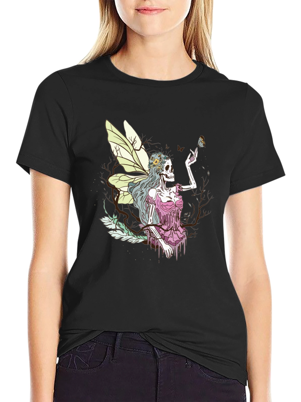 Grim Fairy T-Shirt - Skeleton Butterfly Graphic Tee