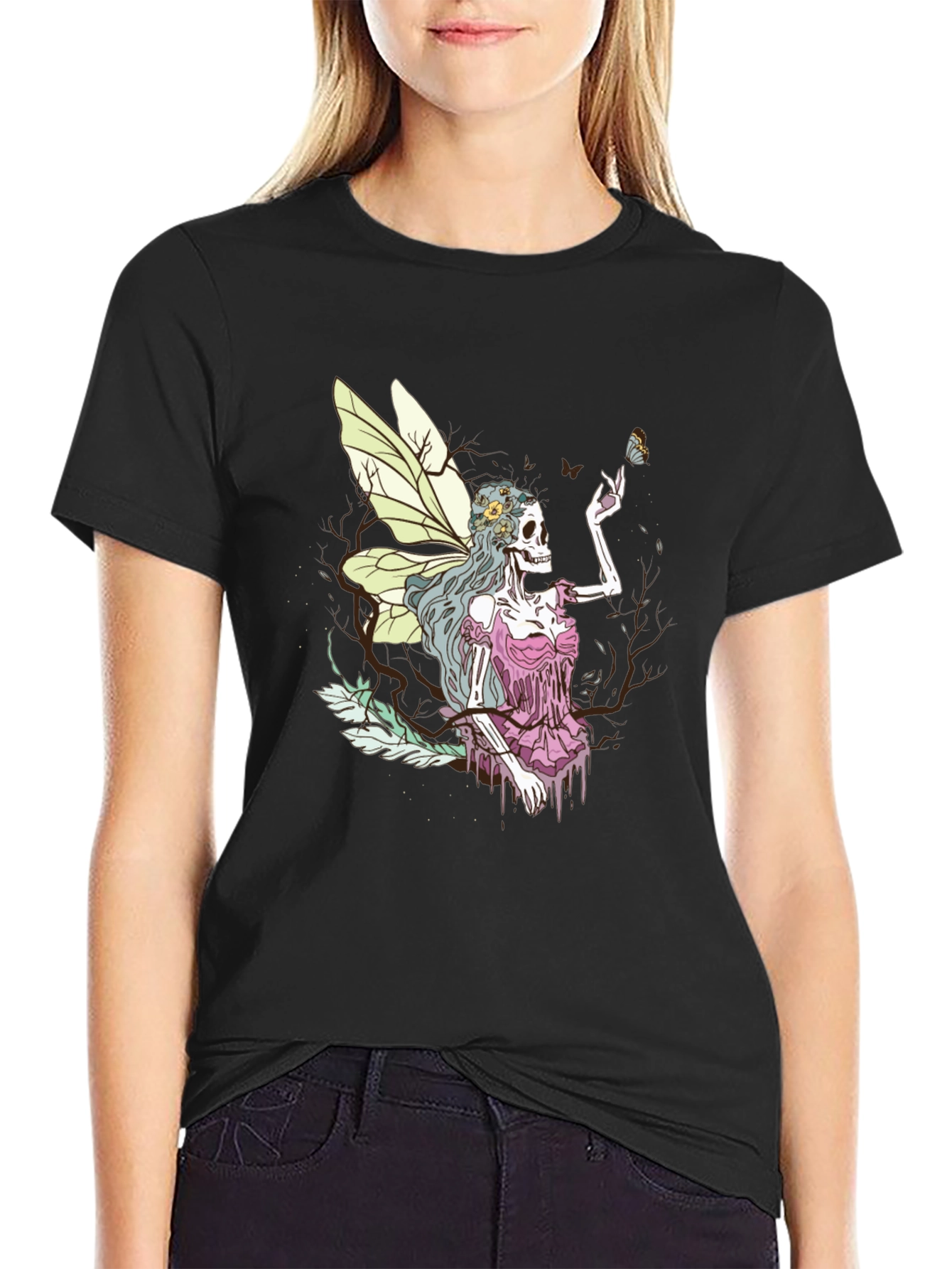 Grim Fairy T-Shirt - Skeleton Butterfly Graphic Tee