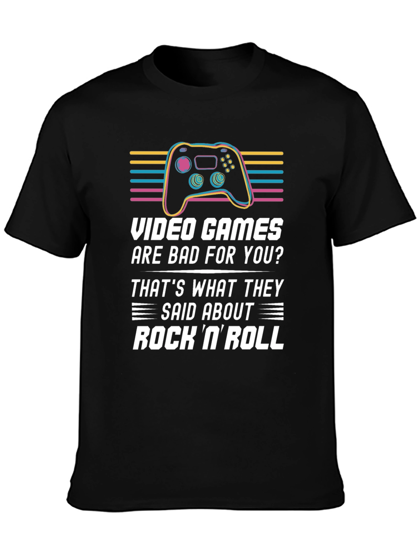 Video Games & Rock N Roll Graphic T-Shirt