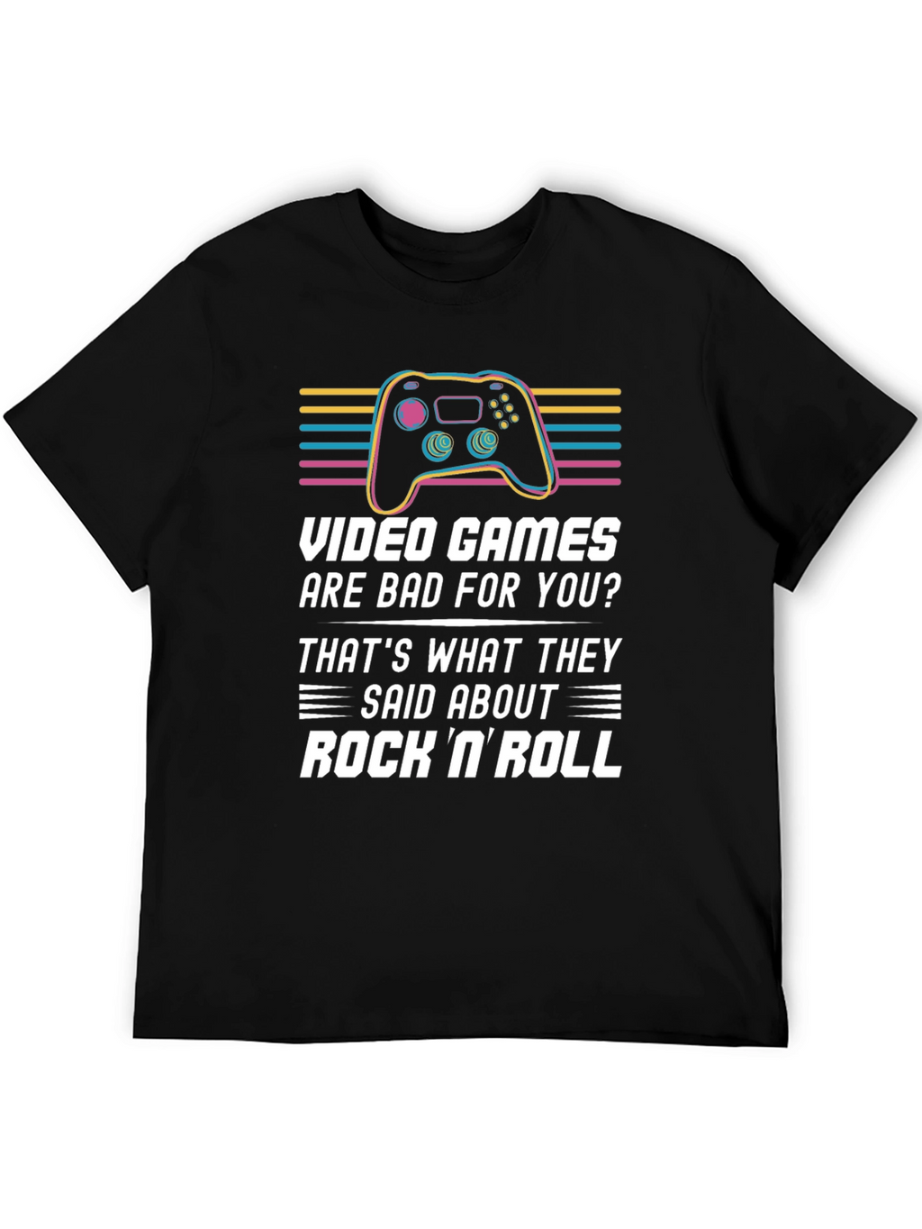 Video Games & Rock N Roll Graphic T-Shirt
