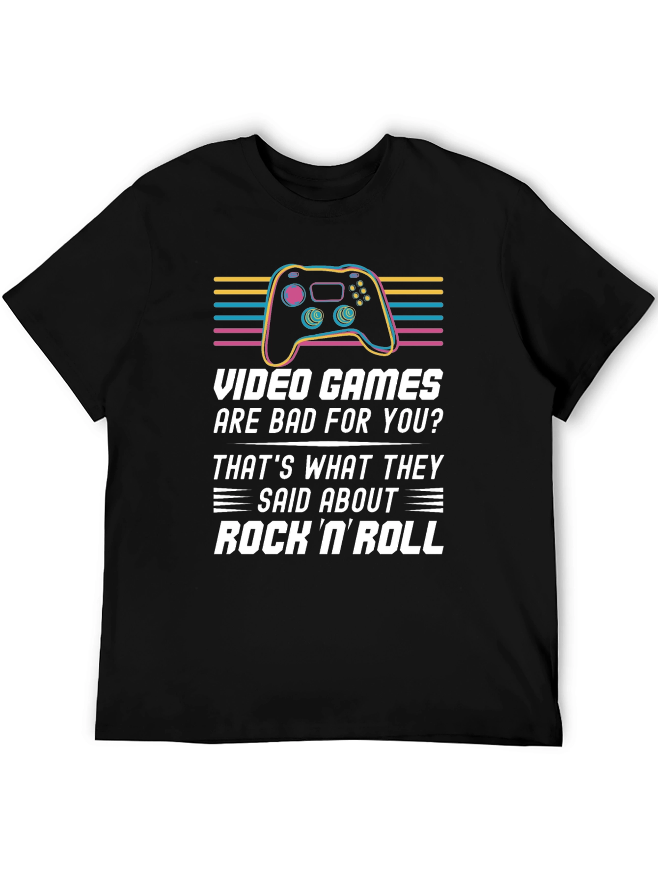 Video Games & Rock N Roll Graphic T-Shirt