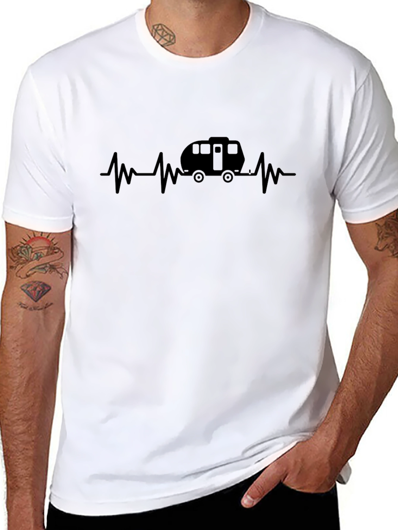 Camper Heartbeat T-Shirt - Black