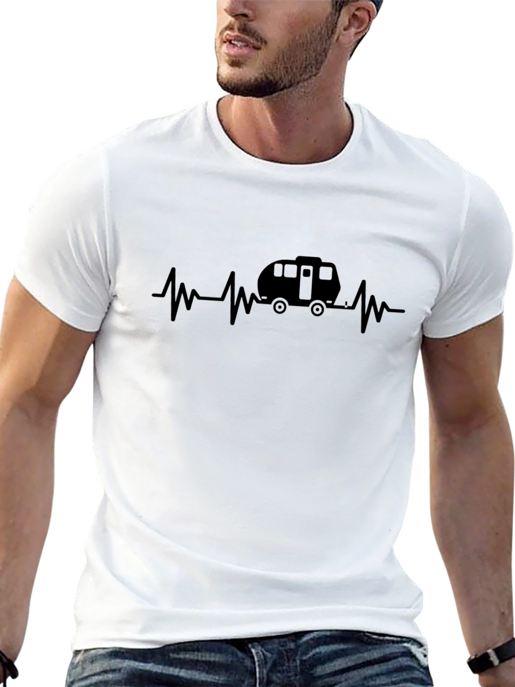 Camper Heartbeat T-Shirt - Black