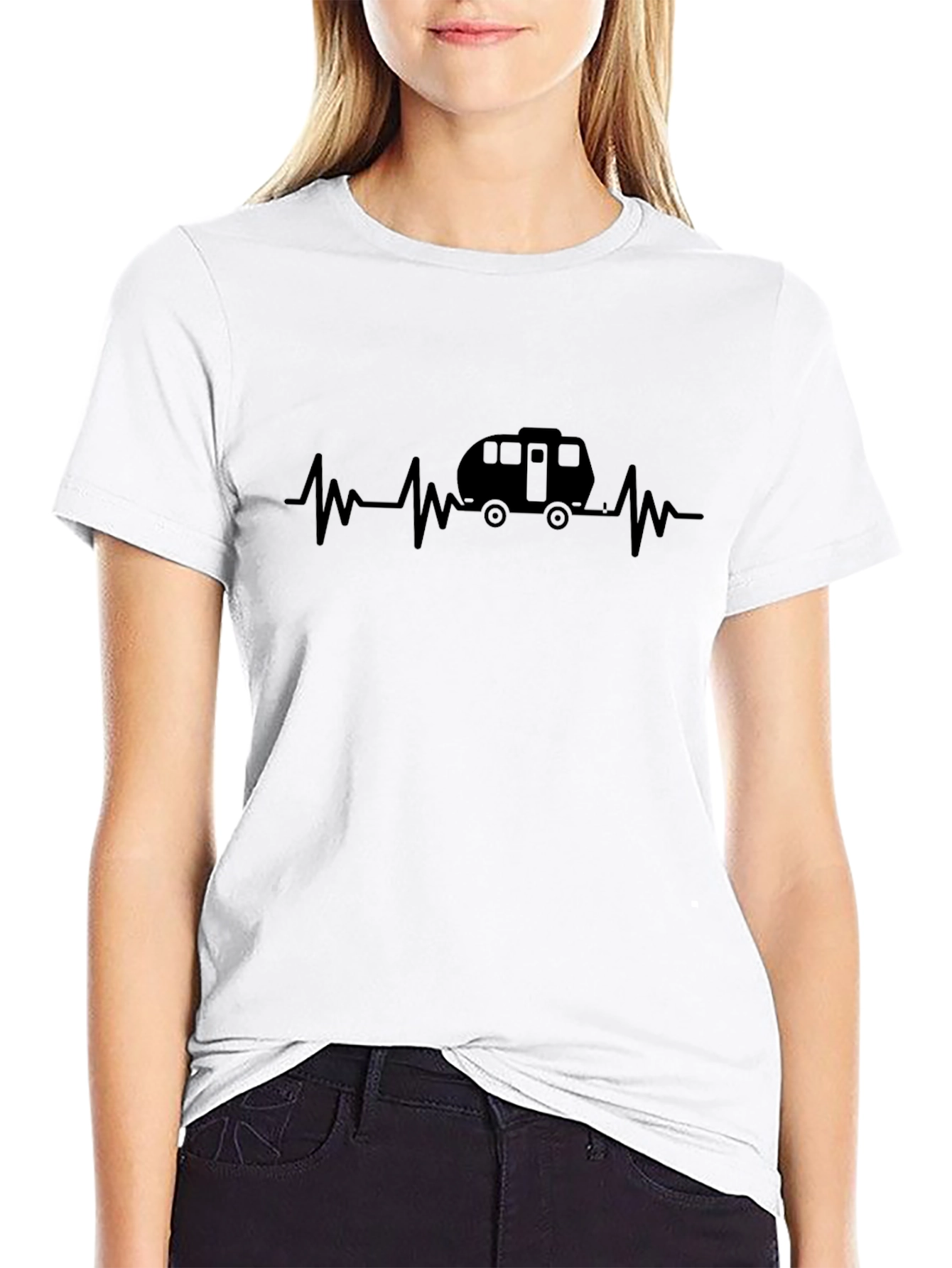 Camper Heartbeat T-Shirt - Black