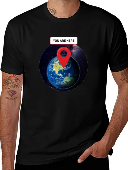 You Are Here Earth T-Shirt - Black Graphic Tee