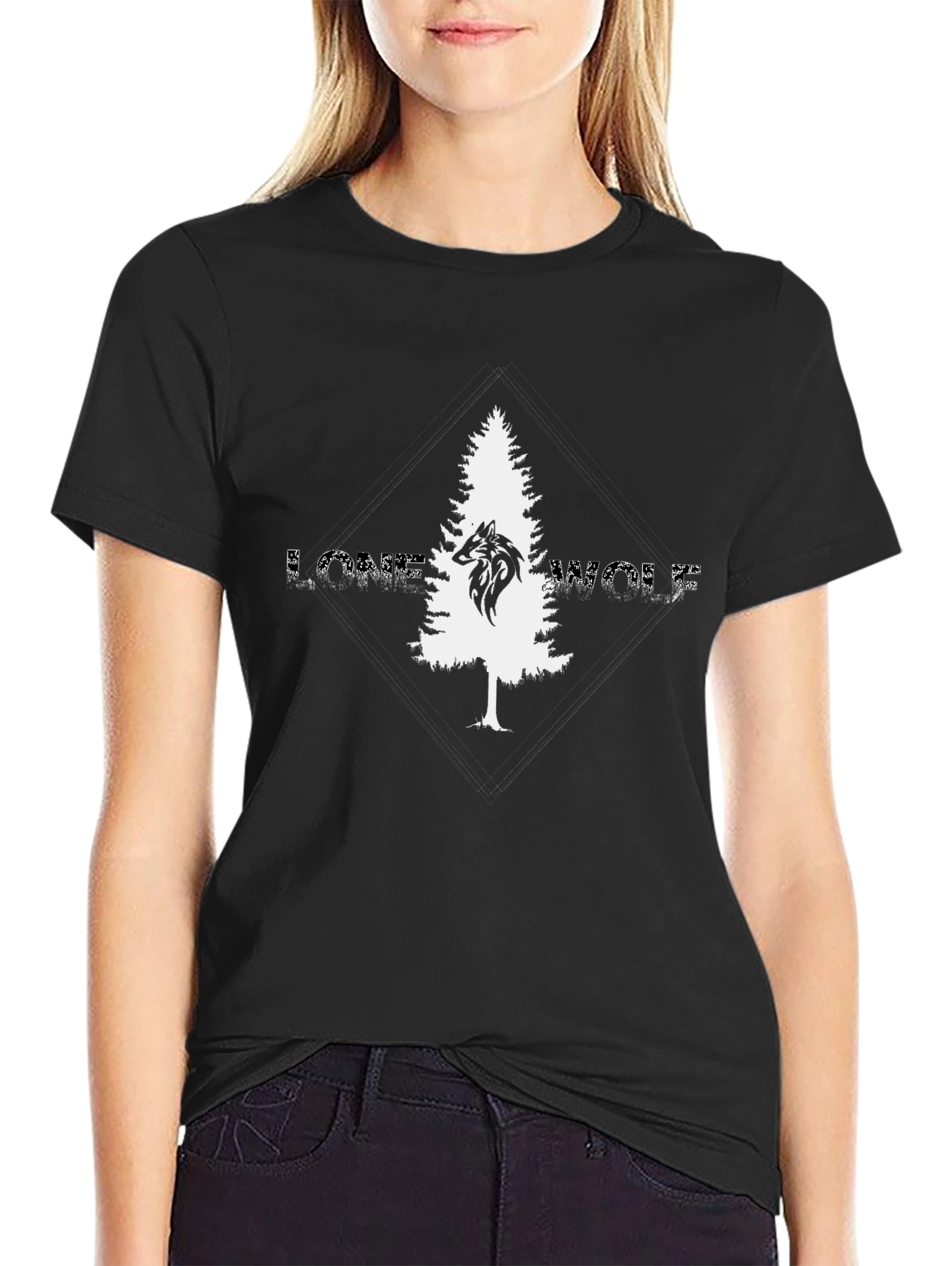 Lone Wolf Graphic Tee - Black Cotton T-Shirt
