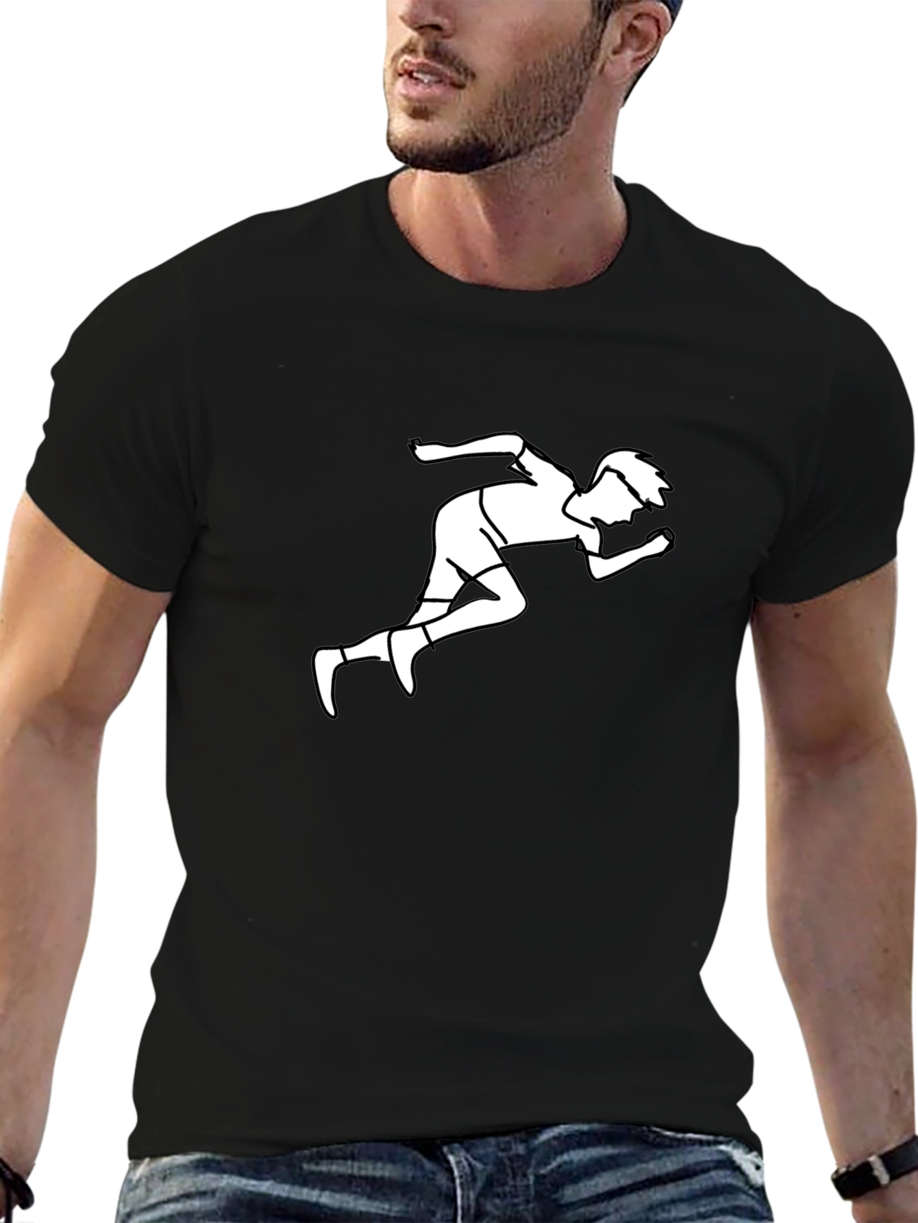 Running Man Graphic T-Shirt - Black