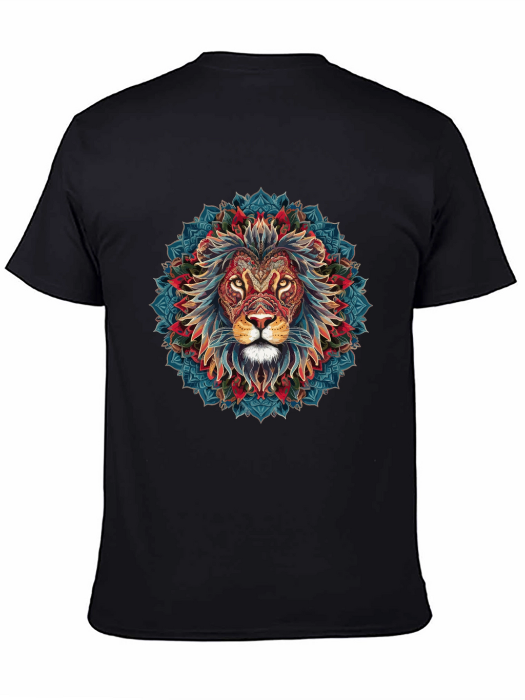 Lion Mandala Graphic Black T-Shirt
