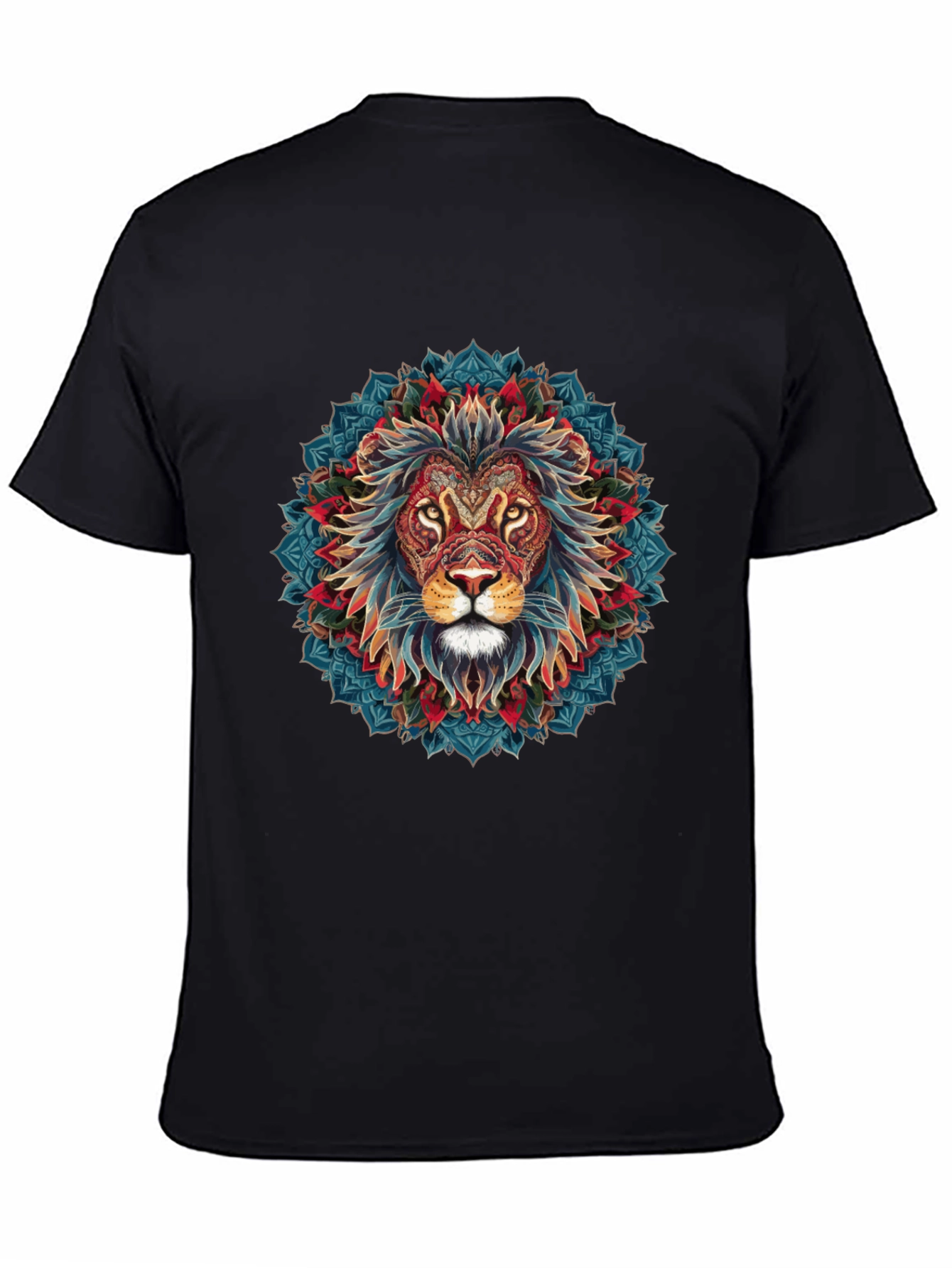 Lion Mandala Graphic Black T-Shirt