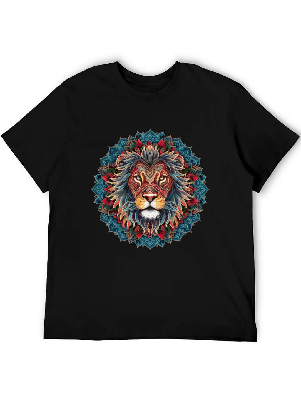 Lion Mandala Graphic Black T-Shirt