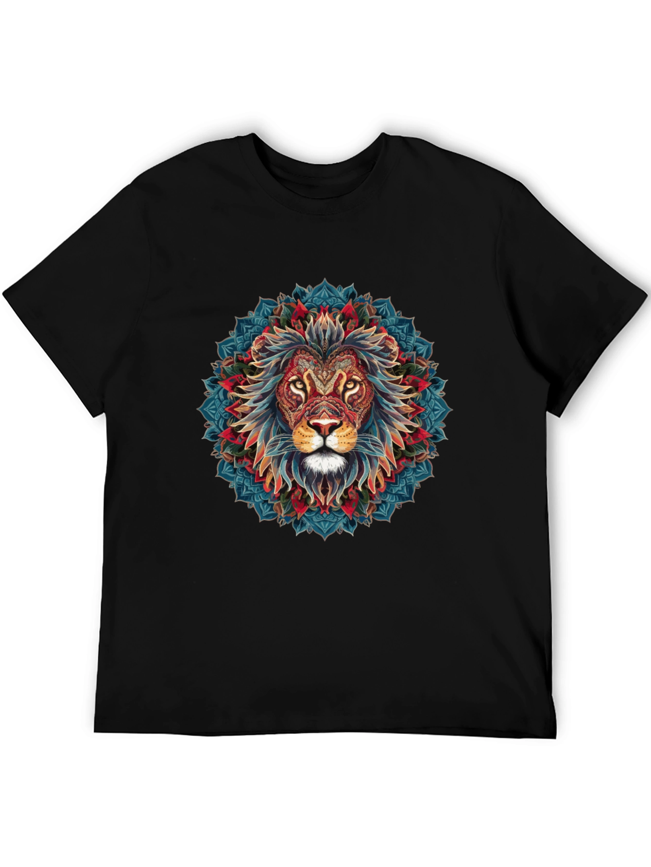 Lion Mandala Graphic Black T-Shirt