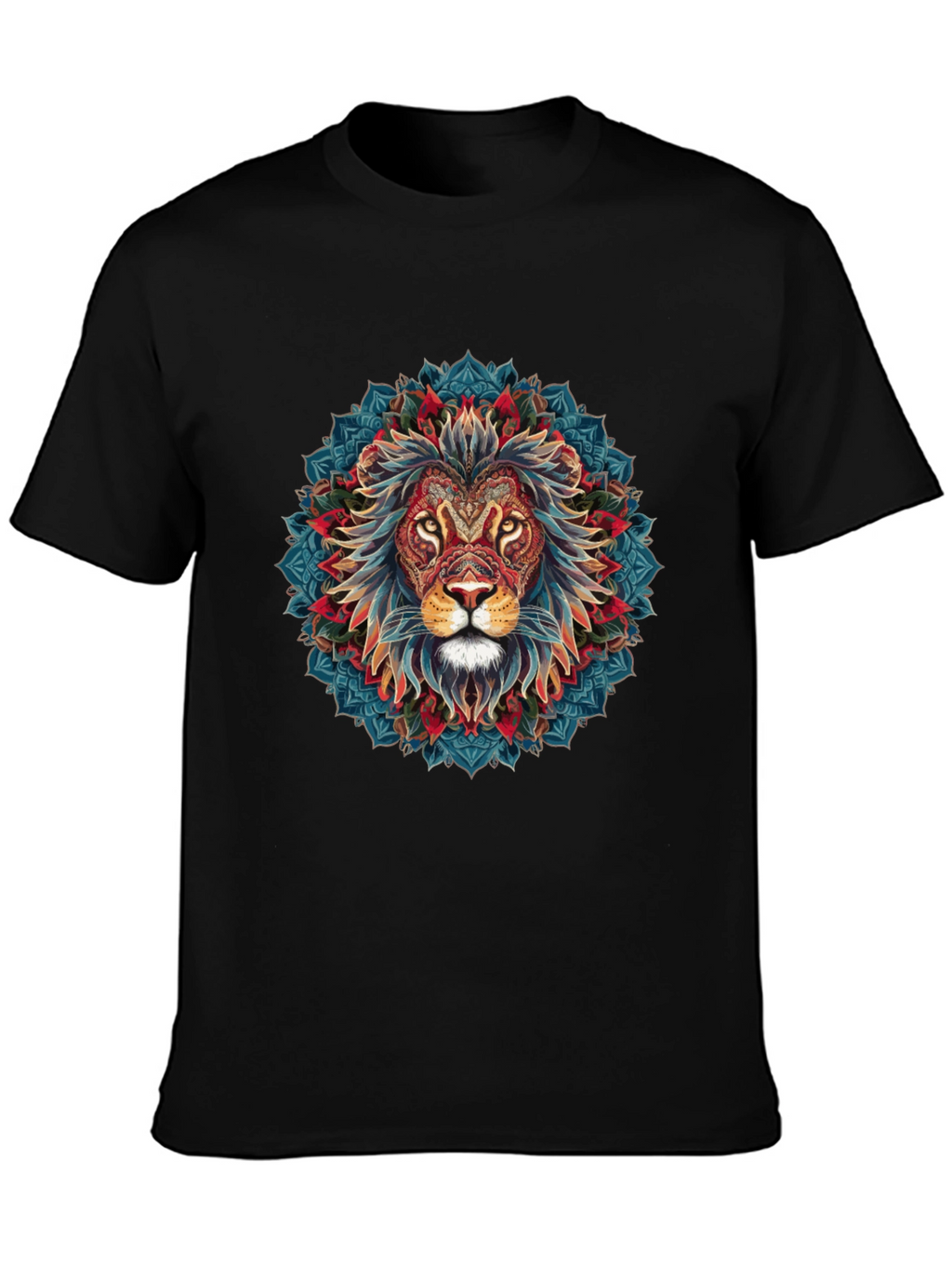 Lion Mandala Graphic Black T-Shirt