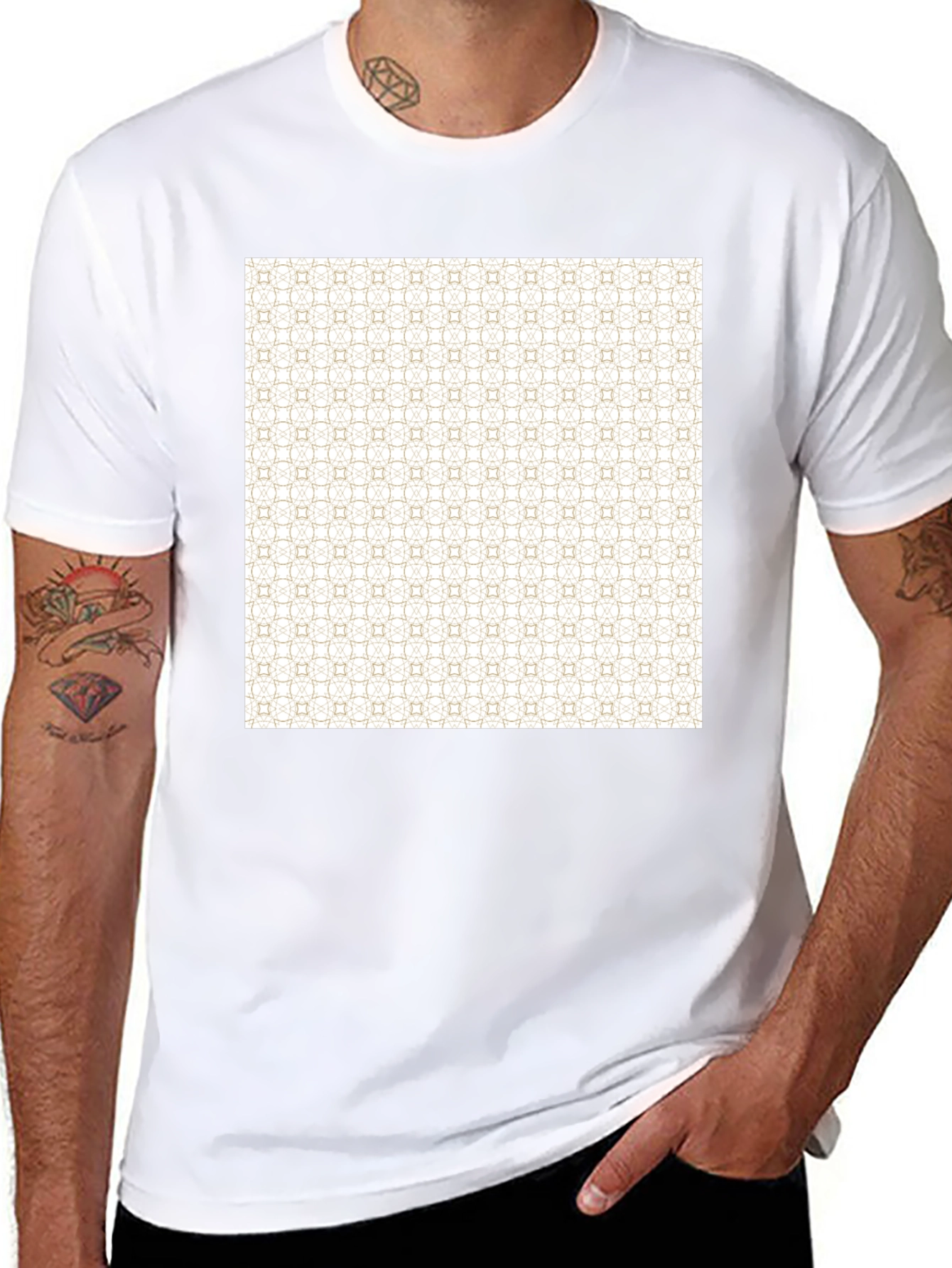 Patterned Print Black Tee