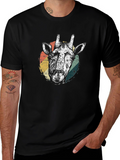 Giraffe Graphic Tee - Retro Style Black T-Shirt
