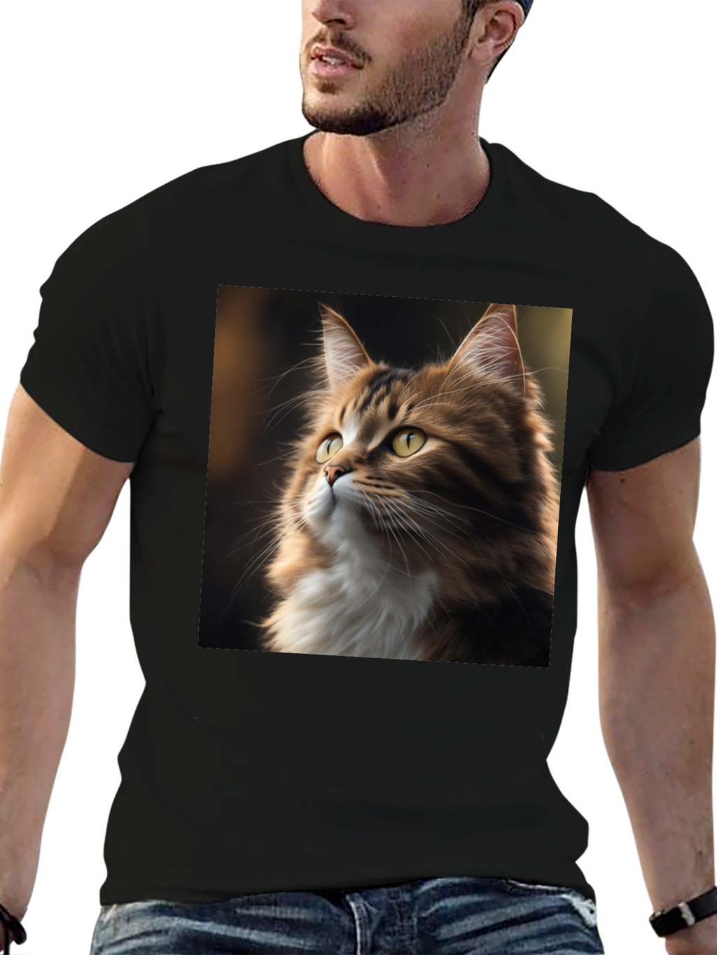 Cat Portrait Graphic Tee - Unisex Black T-Shirt