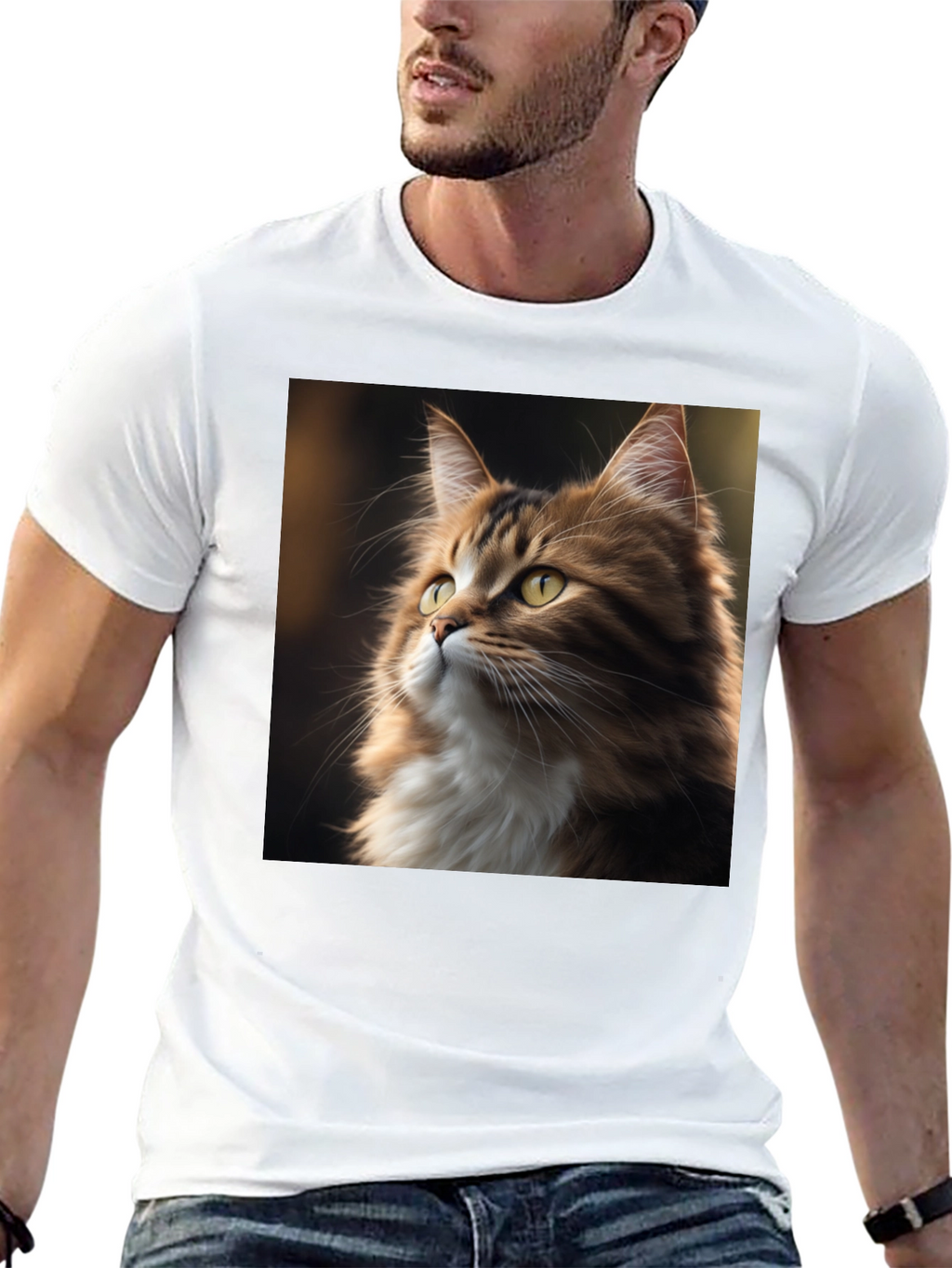 Cat Portrait Graphic Tee - Unisex Black T-Shirt