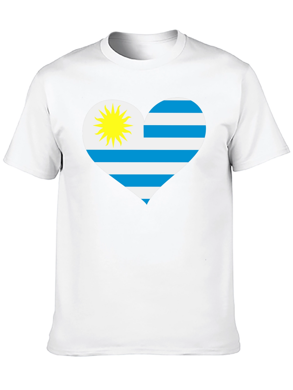 Uruguay Flag Heart T-Shirt - Black Cotton Tee