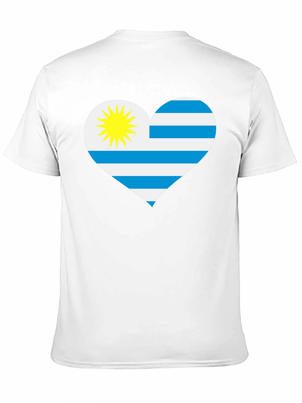 Uruguay Flag Heart T-Shirt - Black Cotton Tee