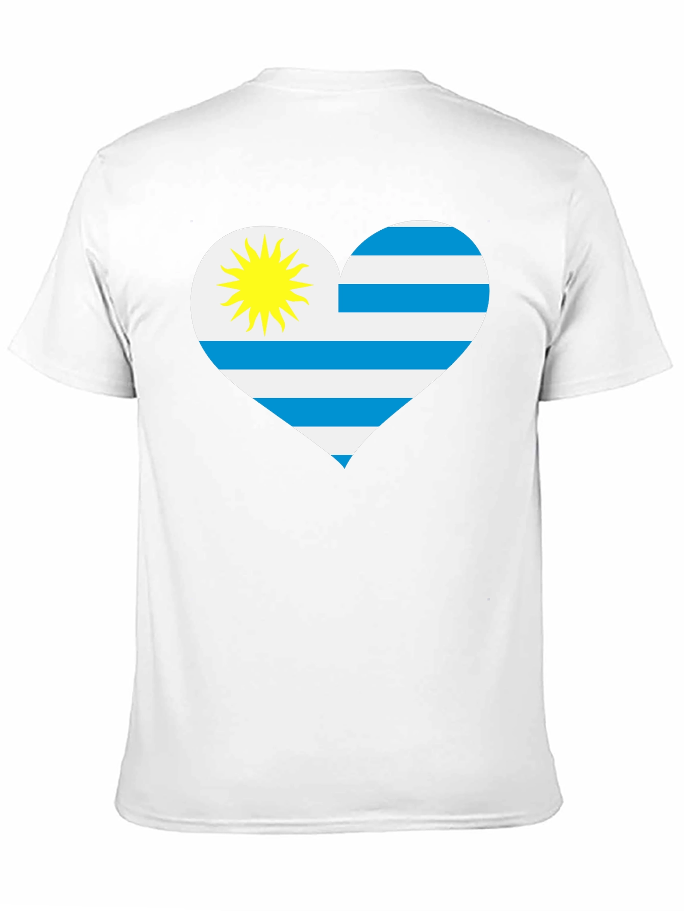 Uruguay Flag Heart T-Shirt - Black Cotton Tee