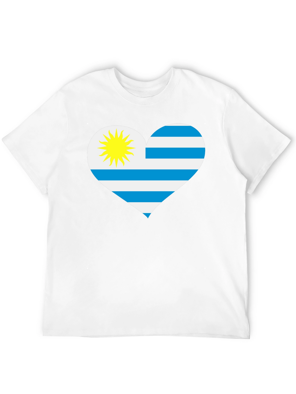 Uruguay Flag Heart T-Shirt - Black Cotton Tee