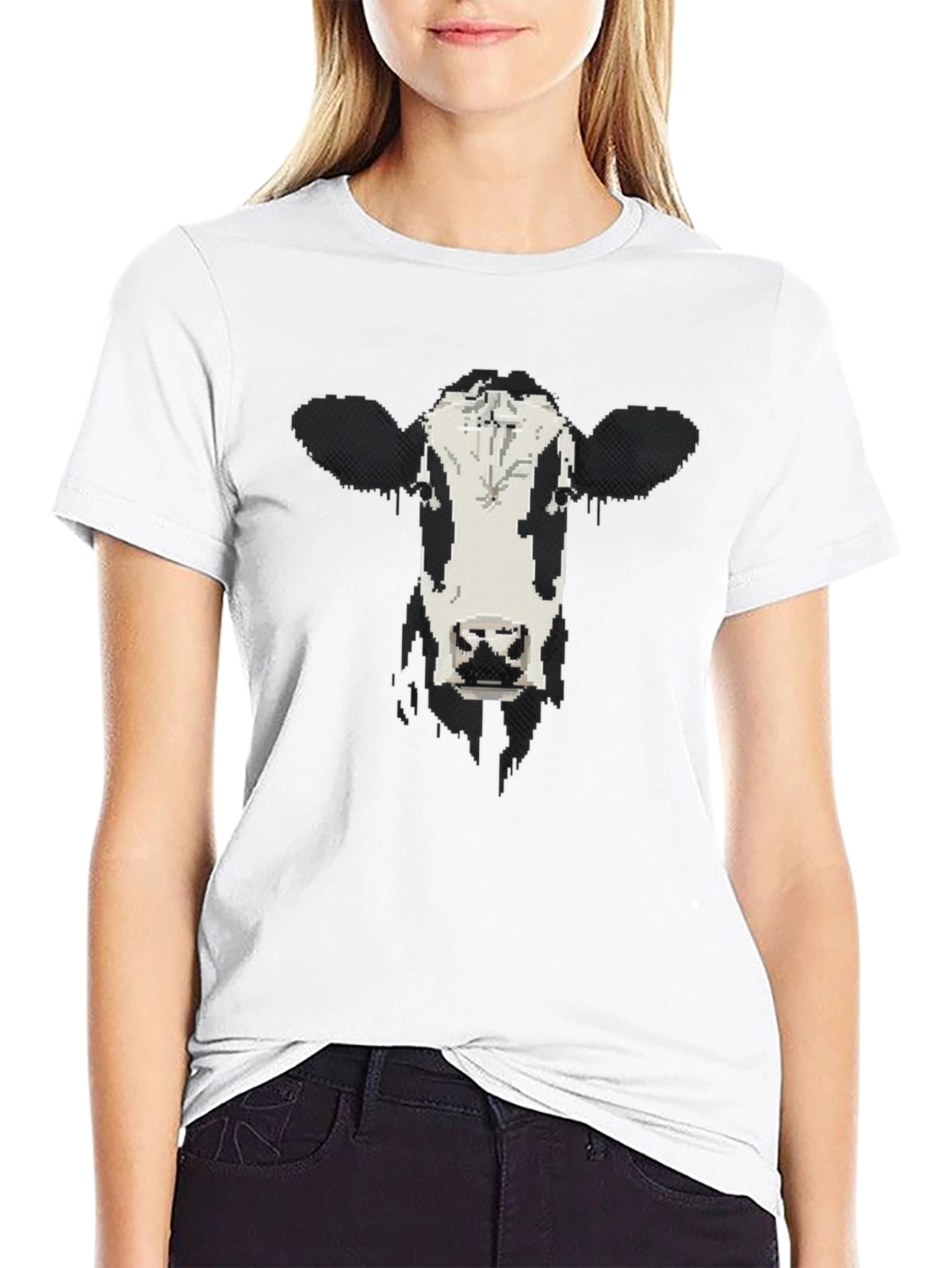 Cow Face Graphic Black T-Shirt