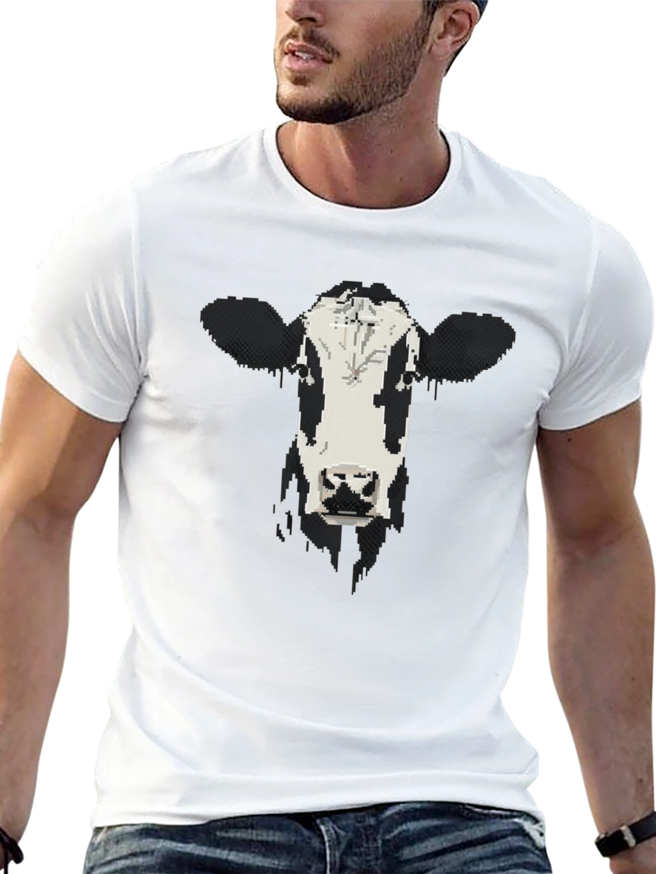 Cow Face Graphic Black T-Shirt