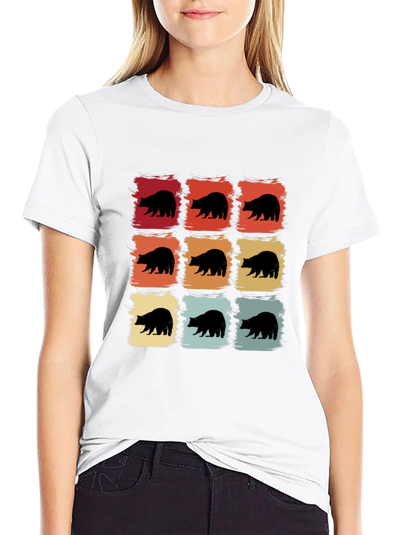 Retro Bear Graphic Tee - Black