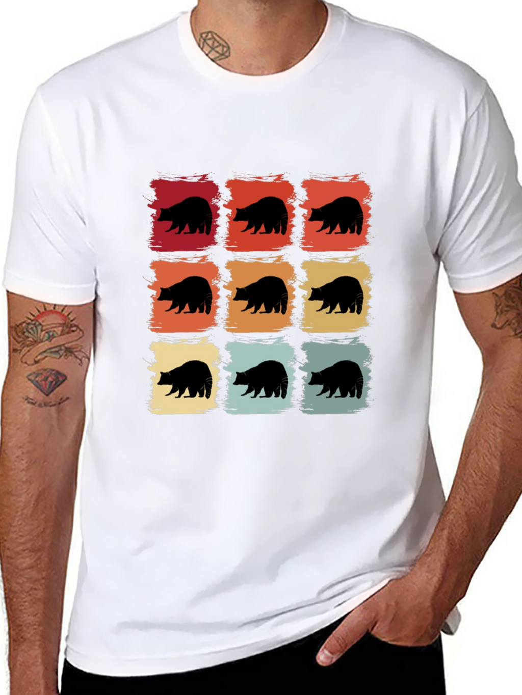 Retro Bear Graphic Tee - Black