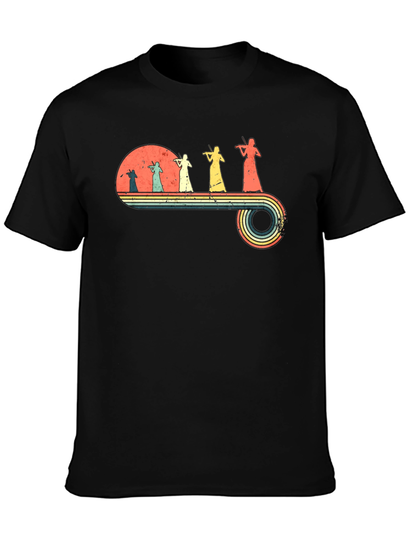 Retro Violinist Graphic Tee - Unisex Black T-Shirt