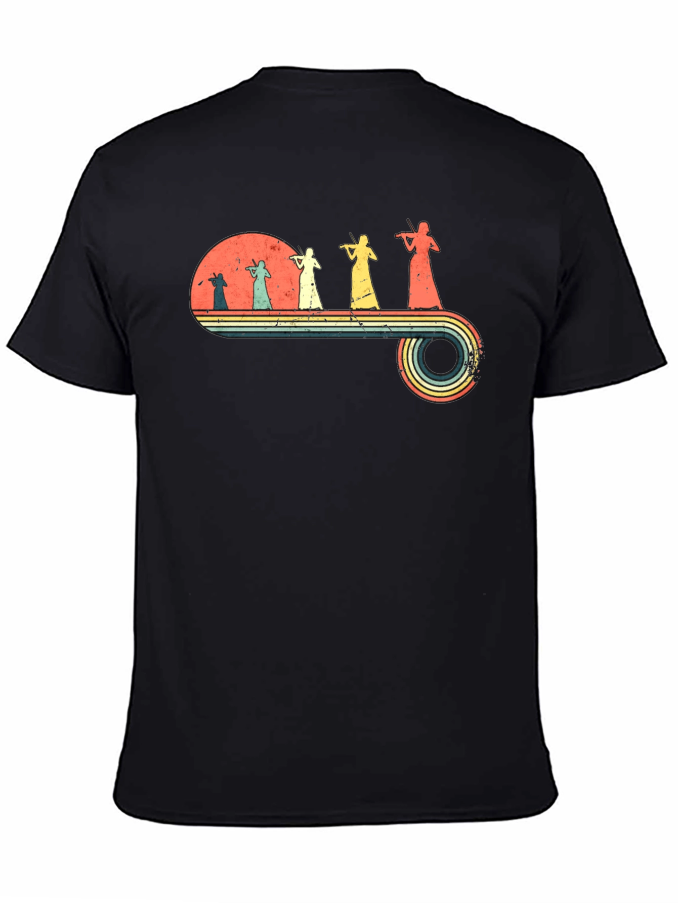 Retro Violinist Graphic Tee - Unisex Black T-Shirt
