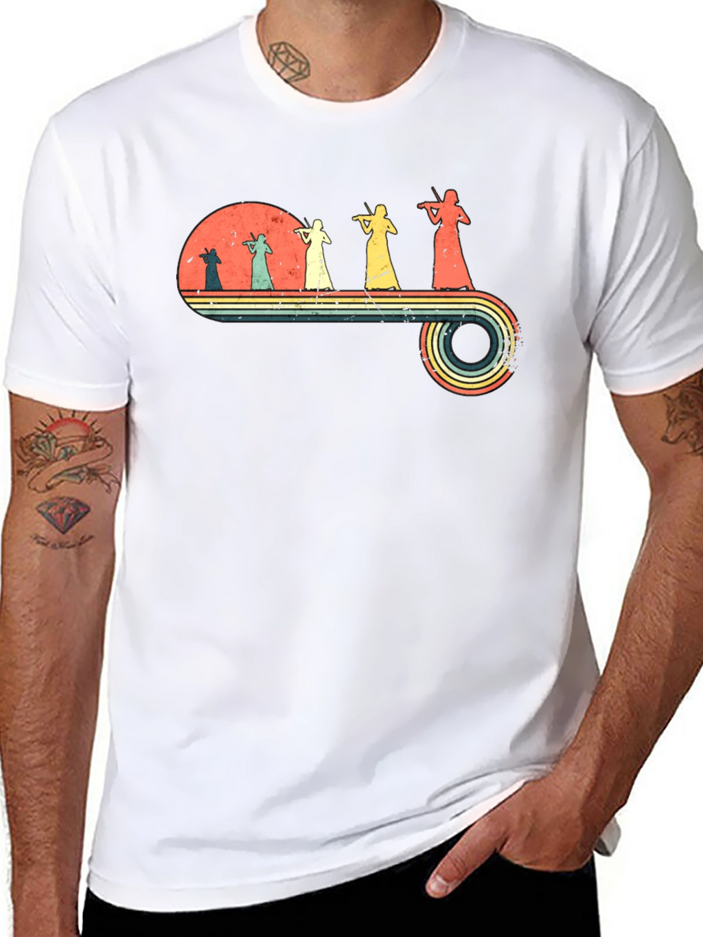 Retro Violinist Graphic Tee - Unisex Black T-Shirt