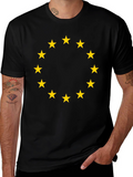 Euro Stars Tee - Black Cotton T-Shirt