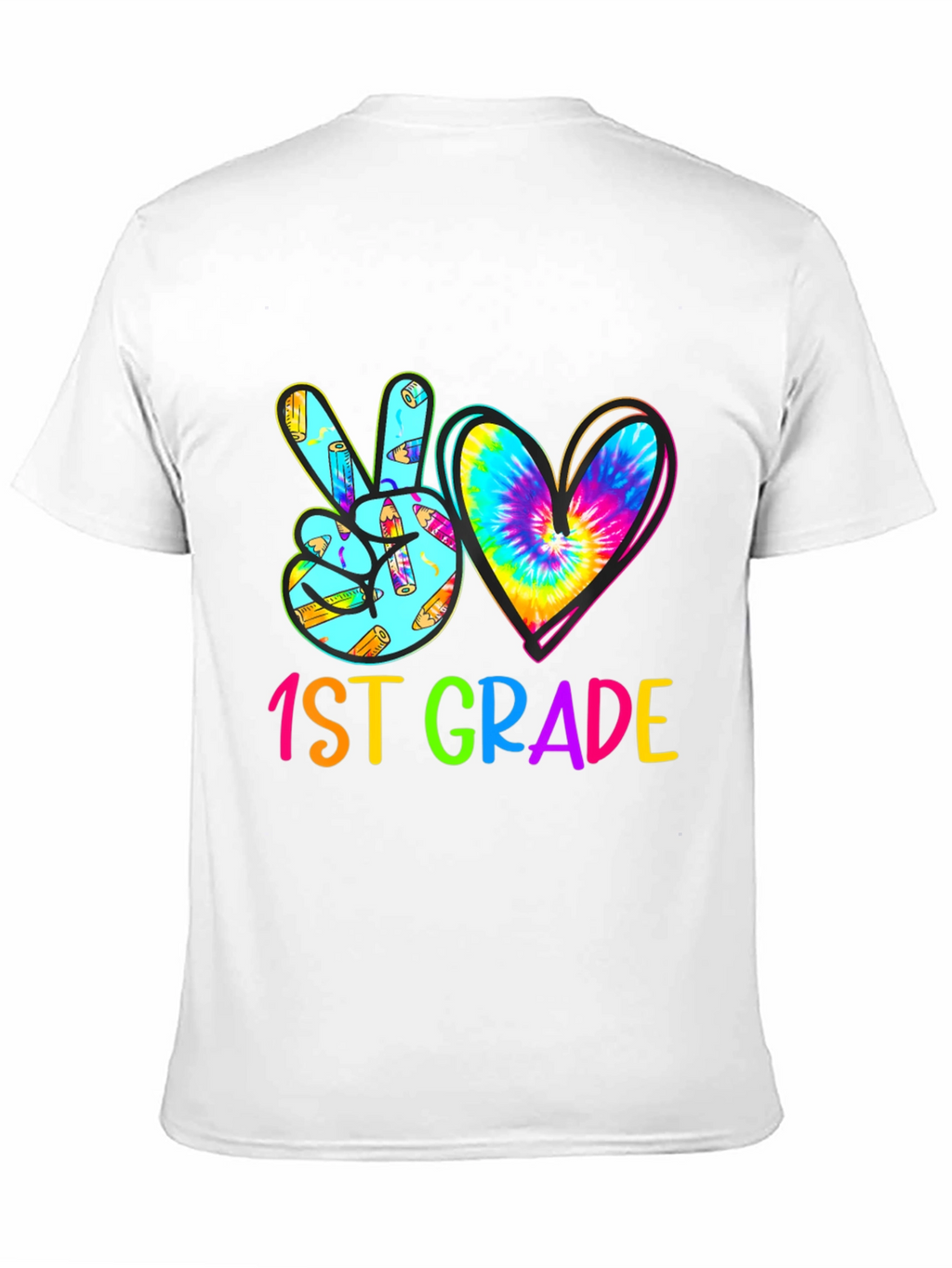 1st Grade Peace Love Heart Tie Dye T-Shirt