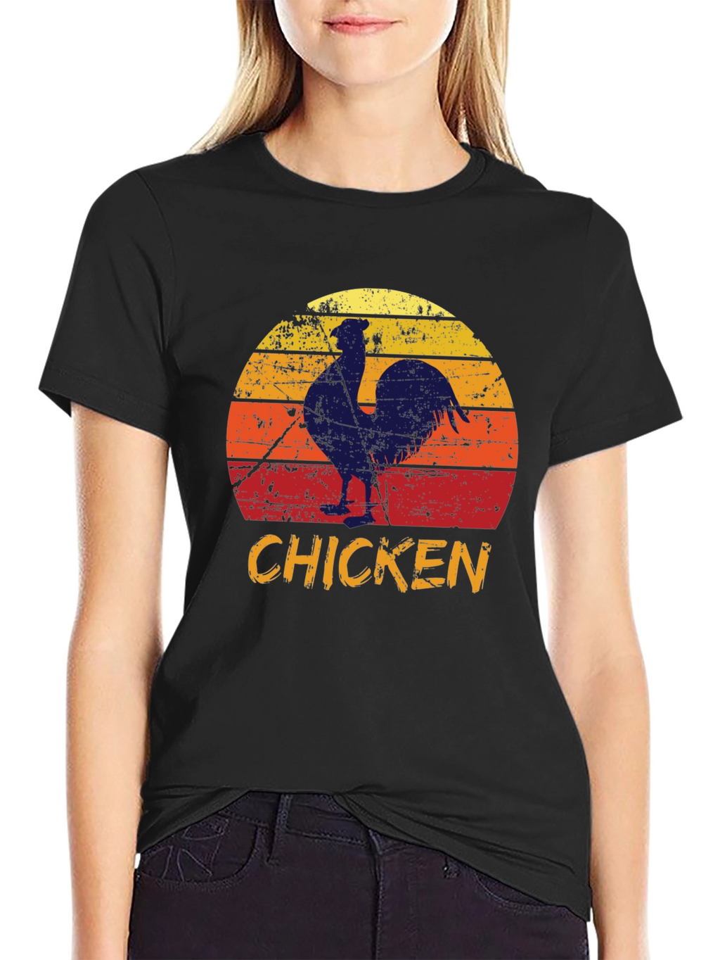 Retro Chicken Graphic Tee - Farm Animal T-Shirt